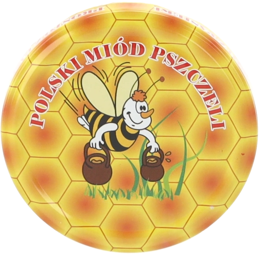 Coperchio per vasetti di miele 82 mm, 6 alette, motivo ape