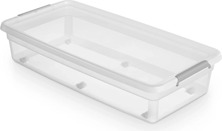 Box contenitore Basestore con coperchio, clip e ruote 35 l