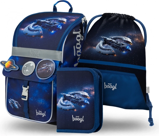 Baagl set scolastico Zippy Astronave – cartella, astuccio e sacca