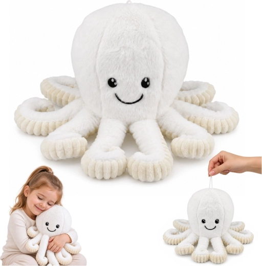 Polpo di peluche con tentacoli elastici bianco 50 cm