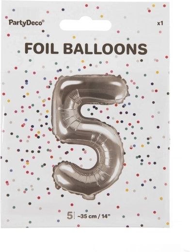 Palloncino in foil argentato numero 5 (35 cm)
