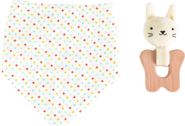 Petit Collage Set Coniglio perline e bavaglino