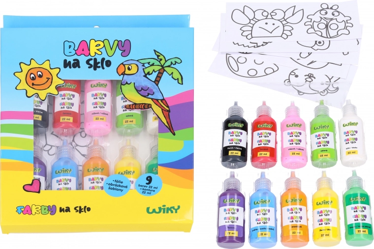 Vernici per vetro set 9+1 con inclusi modelli