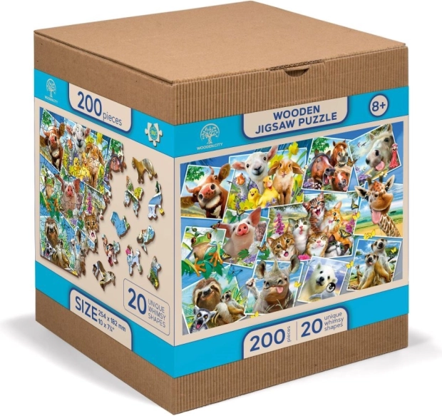 Puzzle in legno 2in1 Cartoline degli animali WOODEN CITY, 505 pezzi