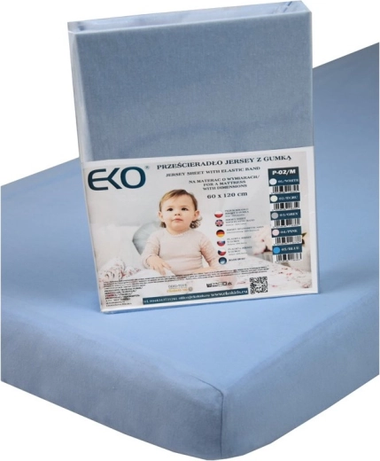 Lenzuolo con elastico in jersey EKO blu 120 × 60 cm