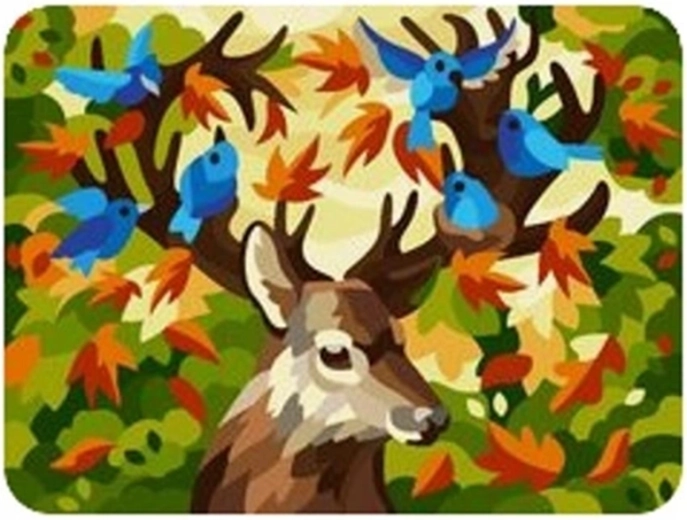 Norimpex Dipingi con i numeri Cervo con uccellini 40 × 50 cm