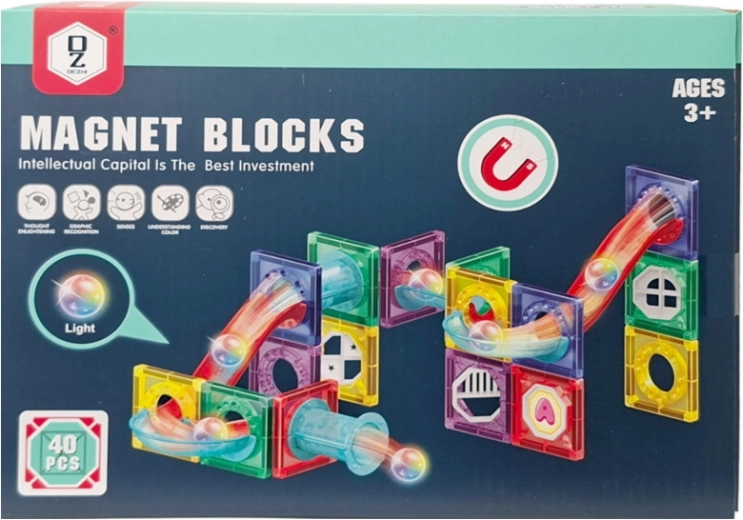 Set di costruzioni magnetiche con pista e biglie luminose