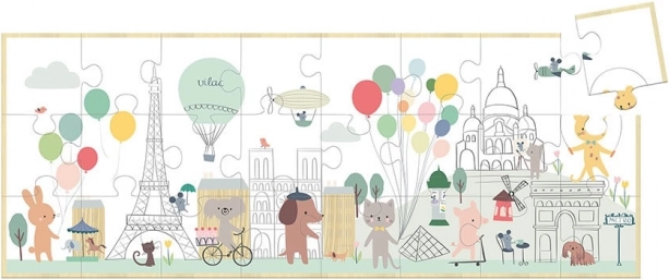 Vilac puzzle panoramico in legno Parigi – Sarah Betz, 24 pezzi