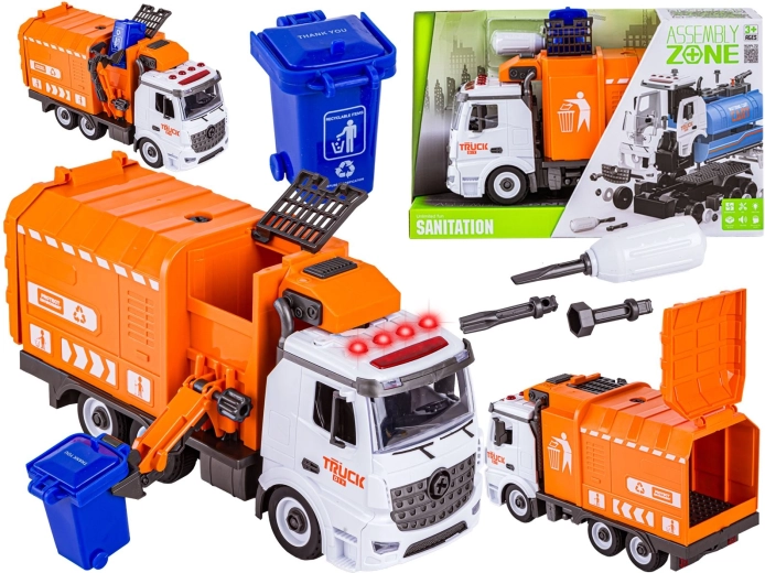 Camion della spazzatura smontabile con suoni e luci (61 pezzi)