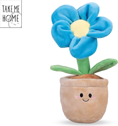 Fiore di peluche in vaso Take Me Home blu 30 cm