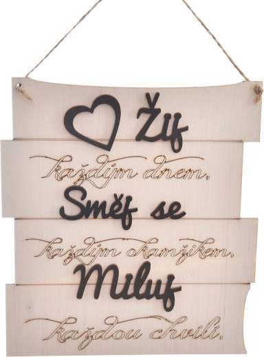 Targa decorativa in legno «Vivi, ridi…» 18 × 20 cm