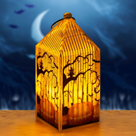 Lanterna LED di Halloween con motivo zucca