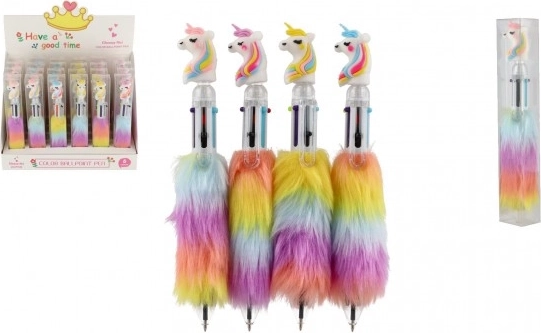 Penna peluche con unicorno, penna a 6 colori 16 cm