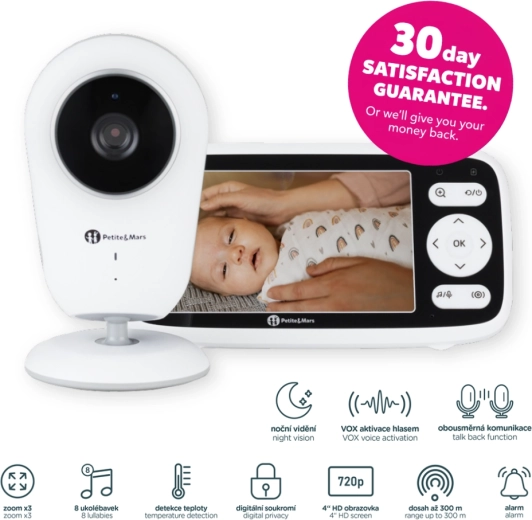 Baby monitor digitale PETITE&MARS Nano 4.0 con display HD da 4"