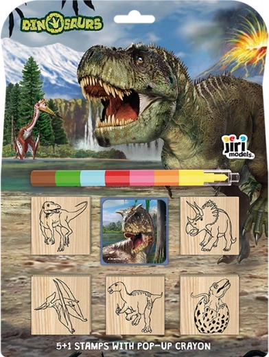Timbri 5+1 con pastello a cera Dinosauri