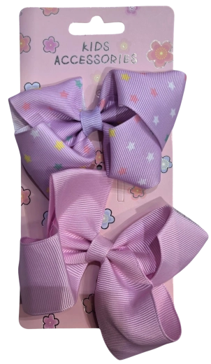 Set di fermagli Pink con fiocchi rosa e viola - 2 pezzi