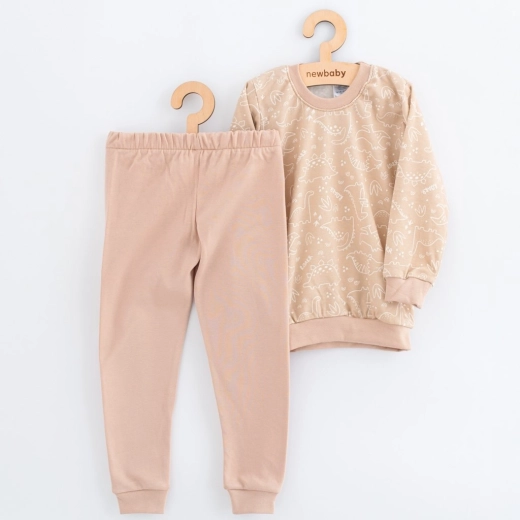 Pigiama in cotone per bambini New Baby beige con dinosauri