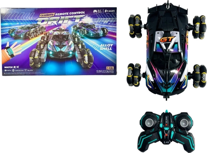 Auto sportiva RC da stunt con effetto fumo, luci e suoni