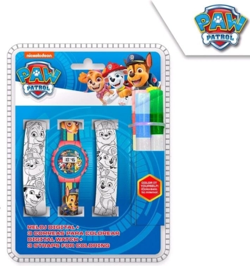 Set di orologio digitale e cinturini da colorare Paw Patrol - 1 pezzo
