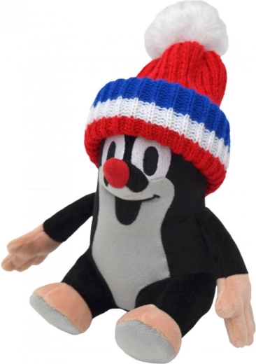 Moravská ústředna Krtek seduto con cappello tricolore 20 cm - 1 pezzo