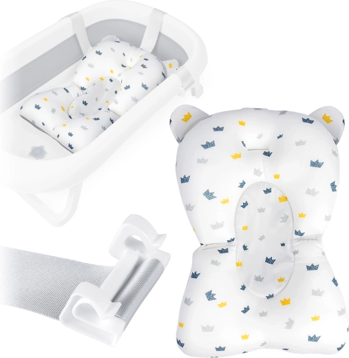 Cuscinetto per vaschetta da bagno per bambini RICOKIDS – inserto ergonomico ad asciugatura rapida, bianco‑blu