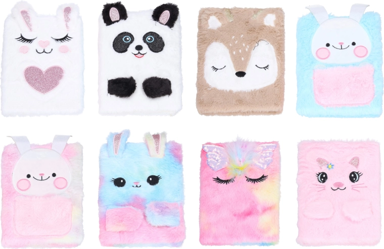 Diario di peluche a righe 15 × 21 cm - 1 pezzo