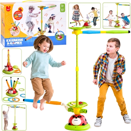 Set sportivo interattivo 5 in 1 coccinella con salto, razzi, anelli e telecomando