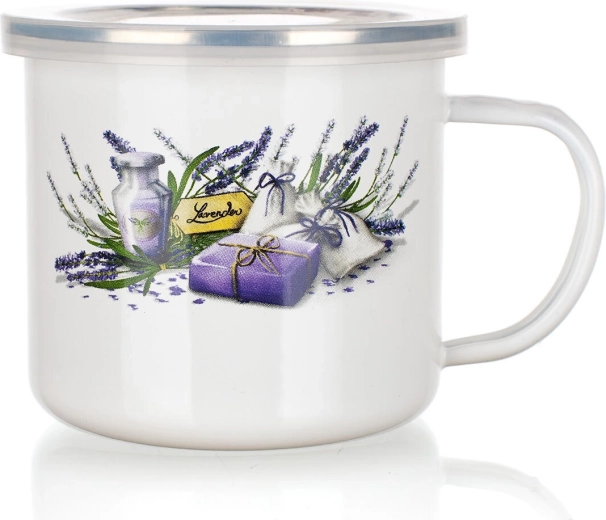 Tazza smaltata con coperchio Lavender 0,5 l
