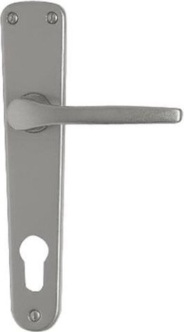 Maniglia per porta con placca MONET per cilindro 72, alluminio, argento