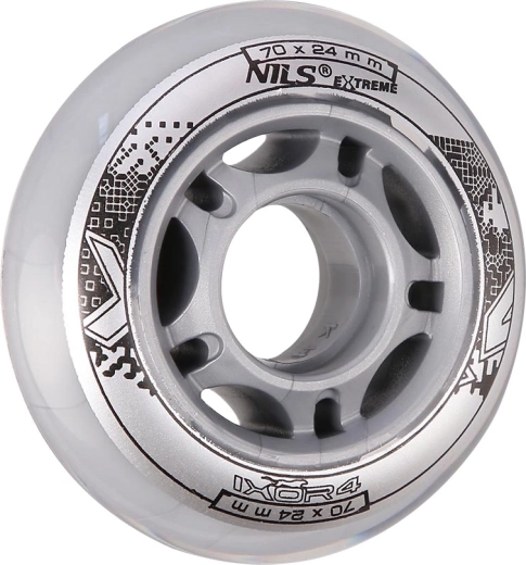 Ruote per pattini in linea NILS EXTREME PU 70 mm trasparenti (4 pz)