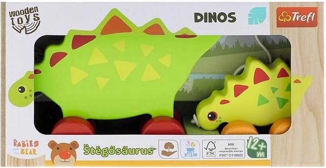 Trefl giocattolo da tirare in legno dinosauri stegosauro