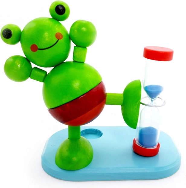 Clessidra in legno Rana per la pulizia dei denti con portaspazzolino