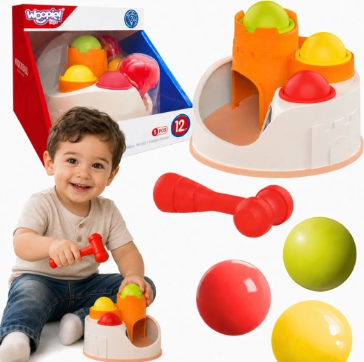 Woopie martello educativo castello con palline e martelletto 12m+