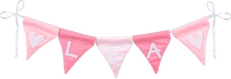 Ghirlanda tessile con nome, rosa, 10 bandierine - 1 pezzo