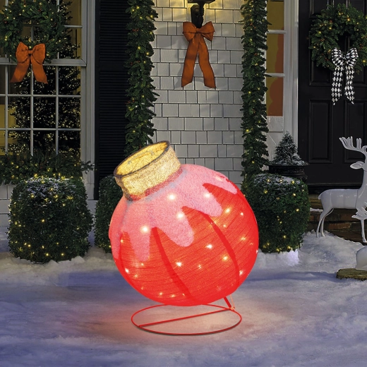 Decorazione luminosa a forma di sfera natalizia con 60 LED, rossa