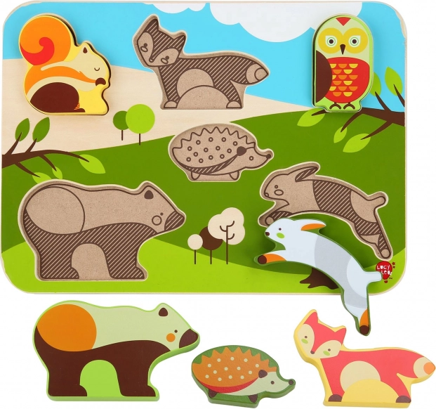 Lucy & Leo puzzle in legno ad incastro animali del bosco, 7 pezzi