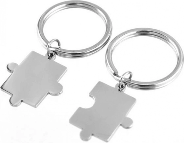 Portachiavi in acciaio a forma di puzzle – set da 2 pezzi