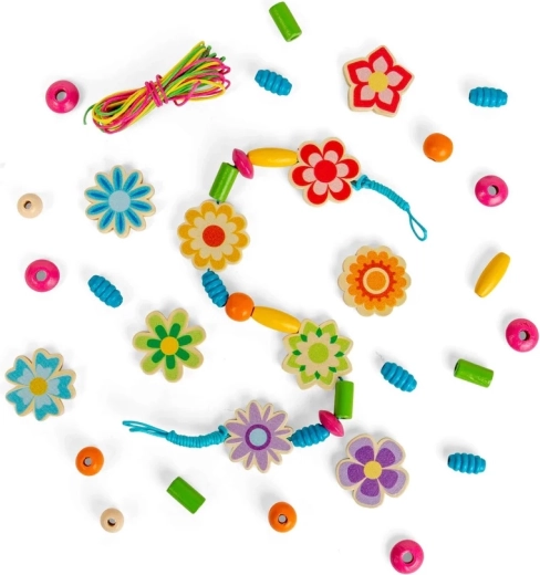 Bigjigs Toys set di perline in legno Fiori estivi