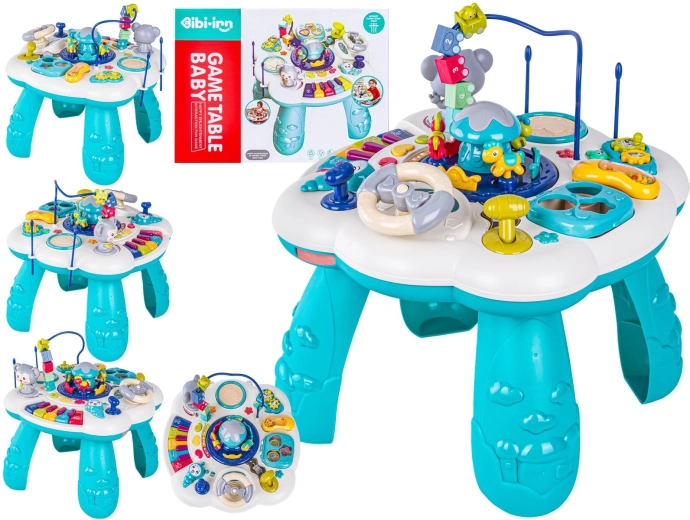 Tavolino educativo musicale interattivo per bambini con pianolino blu