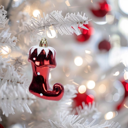 Decorazione natalizia lucida a forma di stivale di Babbo Natale