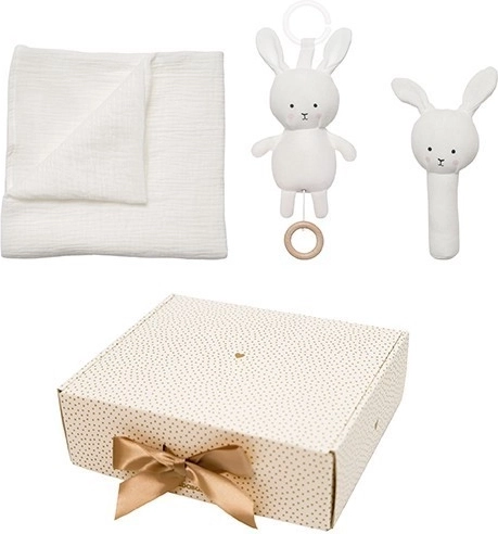 Jabadabado set regalo per neonato con copertina in mussola bunny
