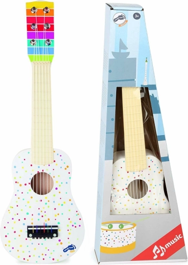 Chitarra classica in legno per bambini bianca con pois Small Foot
