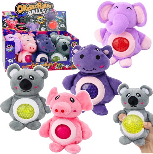 Animaletto sensoriale in peluche da schiacciare con perle idrogel 15 cm