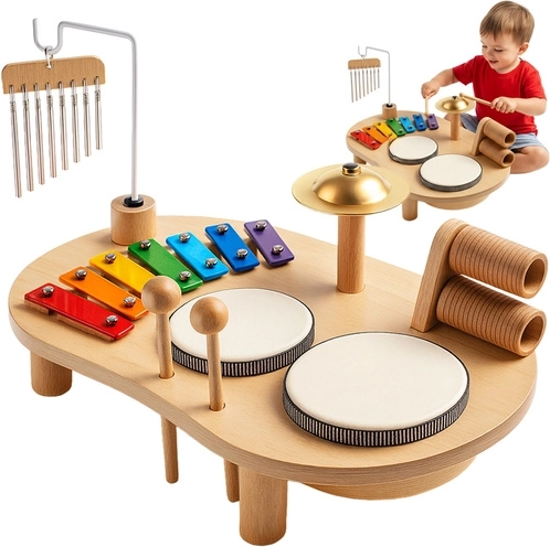 Tavolino musicale in legno Kruzzel con strumenti a percussione