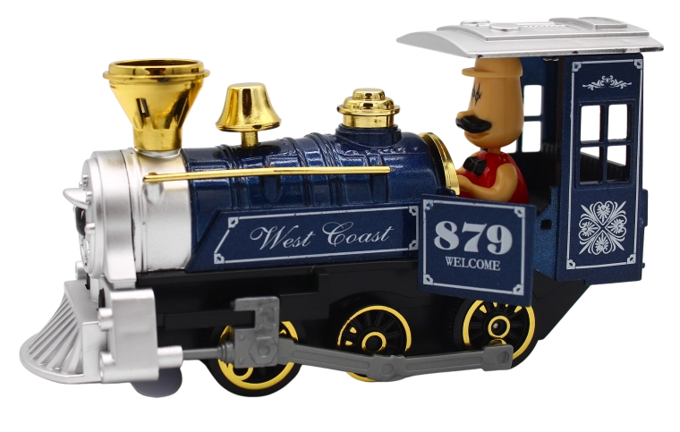 Locomotiva in metallo con suoni e luci, 15 cm