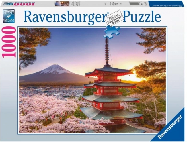 Puzzle Ravensburger vista sul Fuji e ciliegi in fiore 1000 pezzi