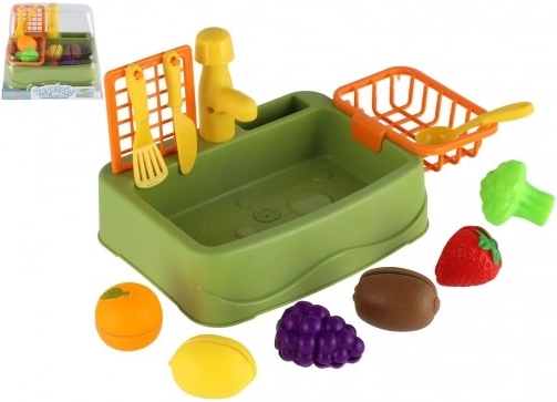 Lavello da cucina per bambini con frutta – set in plastica per lavare i piatti, 18 × 12 cm