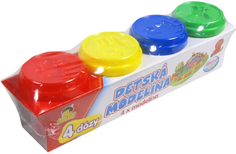 Pasta modellabile per bambini in vasetti, 4 colori primari - 4 pezzi