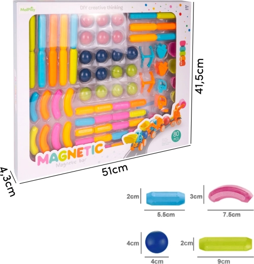 Costruzioni magnetiche 3D, 80 pezzi