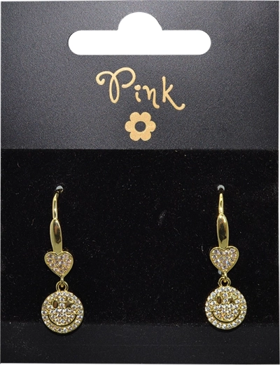 Orecchini placcati oro a cuore con smiley